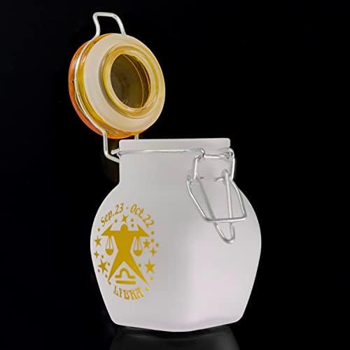 Zodiac Sign Airtight Glass Storage Jar with Steel Hinge 325 Inch Libra