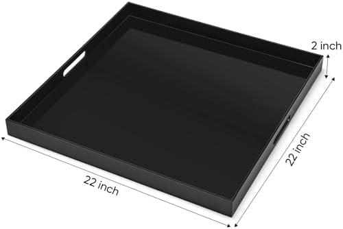 22x22 Inches Oversized Black Acrylic Serving Tray with Handles