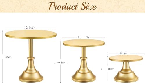 HBlife 3-Piece Gold Cake Stand Set 81012 Plates