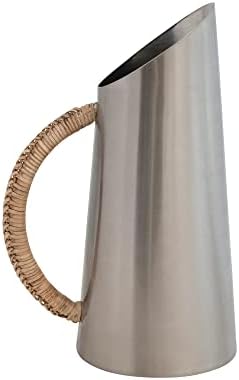 Bloomingville Modern Boho Stainless Steel Pitcher with Rattan Handle