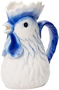 31998 Fine Ceramic Dutch Blue Rooster Pitcher Vase