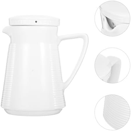 HANABASS White Ceramic Pitcher with Filter Lid