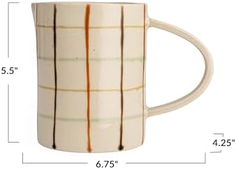 Creative Co Op 32 Oz Stoneware Pitcher with Checkered Pattern