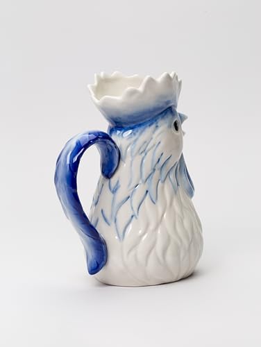 31998 Fine Ceramic Dutch Blue Rooster Pitcher Vase