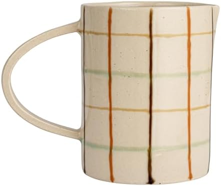 Creative Co Op 32 Oz Stoneware Pitcher with Checkered Pattern