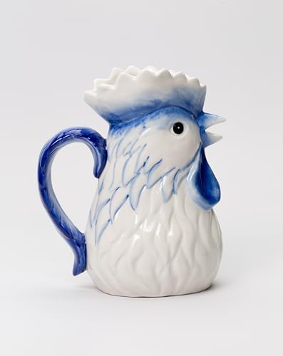 31998 Fine Ceramic Dutch Blue Rooster Pitcher Vase