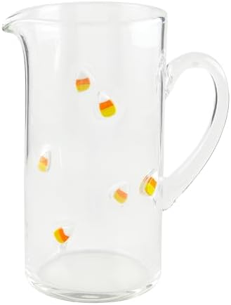Mud Pie Glass Candy Corn Pitcher 50 oz Yellow