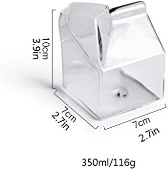 Milk Frothing Pitcher Creative Square Glass Milk Jug for Kids 350ml