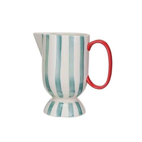 Creative Co-Op 1 Quart Footed Pitcher with Stripes
