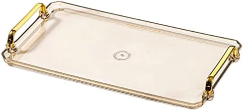 Waltsun Acrylic Serving Tray with Handles 16x9x08 Inches Amber