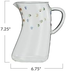 Creative Co-Op 42 Oz Borosilicate Glass Pitcher with Raised Dots Clear