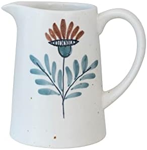 Creative Co-Op Hand Painted Floral Pitcher
