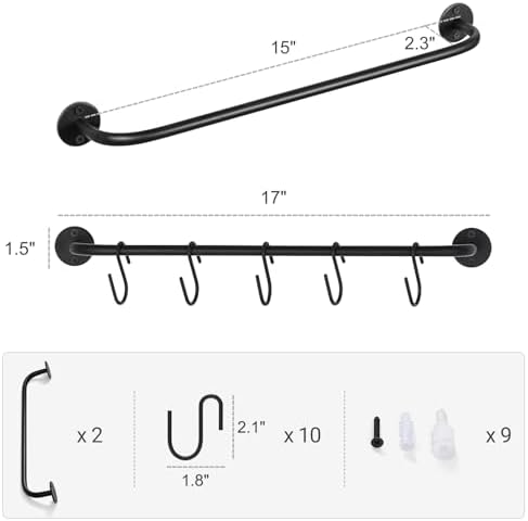 Mkono Coffee Mug Holder Wall Mount Set of 2 Black
