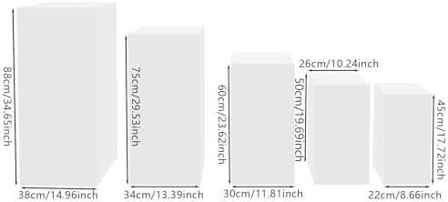 White Square Cylinder Pedestal Stands Display 5PCS