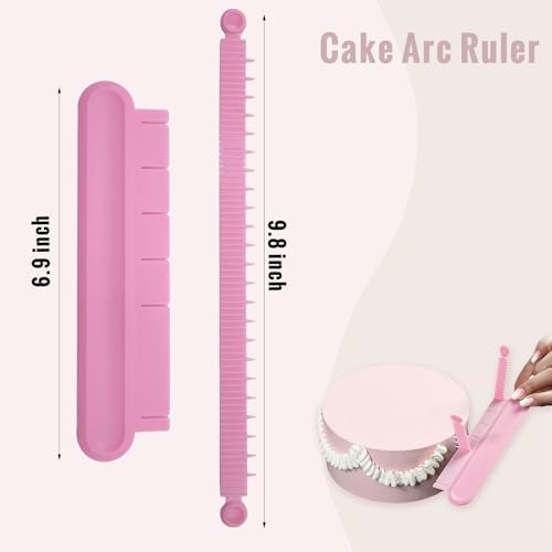 2 Pcs Flip Cake Arc Ruler with 3 Cake Scrapers Set
