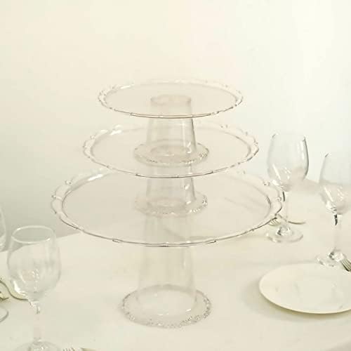 Tableclothsfactory Set of 3 Clear Plastic Cupcake Pedestal Displays