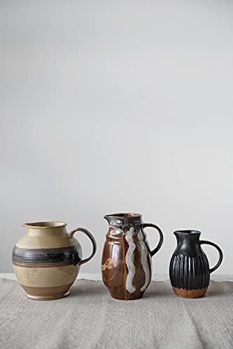 Creative Co Op Stoneware Reactive Glaze Pitcher 7 Inch Black