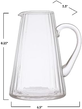 Bloomingville 825 Inch 60 Ounce Ribbed Glass Pitcher Clear