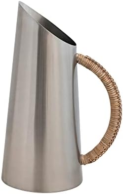 Bloomingville Modern Boho Stainless Steel Pitcher with Rattan Handle