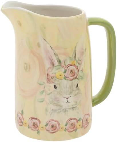 Boston International Ceramic Drink Pitcher with Bunny Flower Crown