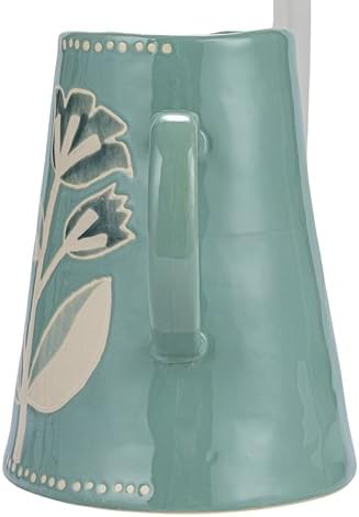 Creative Co-Op Hand-Painted Stoneware Pitcher Blue