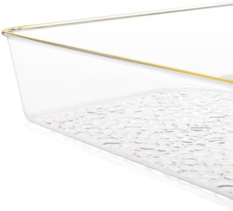 4 Pack Clear Serving Trays with Gold Rim