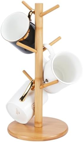 Bamboo Mug Holder Tree with 6 Hooks