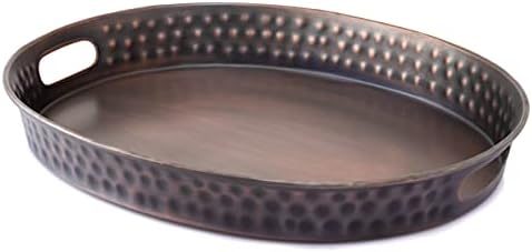Monarch Abode Serving Tray with Handles 17 Inch Antique Copper