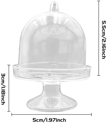 12 Pack Plastic Mini Cake Stand with Clear Dome Cover