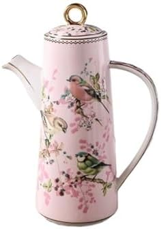 Pink Ceramic Teapot with Lid 650ML Water Pitcher Set
