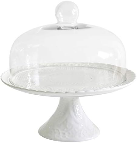 Jusalpha 12 Inches White Porcelain Cake Stand