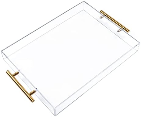 12x16 Clear Acrylic Serving Tray with Golden Handles
