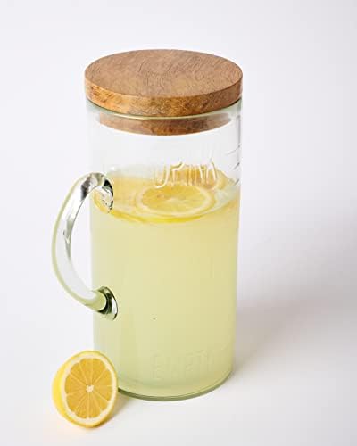 Mud Pie 79 Oz Glass Pitcher with Wood Lid
