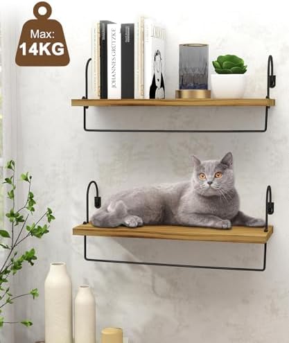 Floating Shelves with Hooks and Towel Rack Set of 2