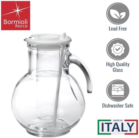 Bormioli Rocco Kufra 6775 oz Glass Jug with Ice Container and Lid