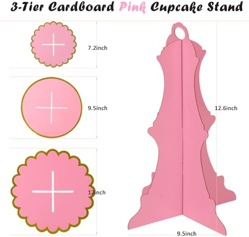 MRPAPA Pink Cupcake Cake Stand Tray 3-Tiered