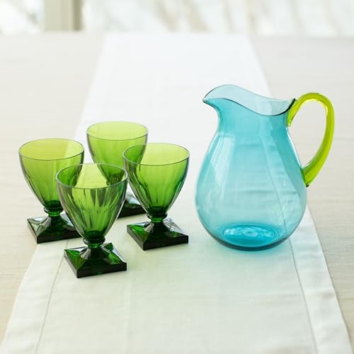Caspari Acrylic Pitcher Turquoise Green Handle