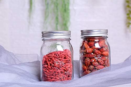 Hovico 17 Oz Clear Mason Jars Set of 4 with Lids and Bands