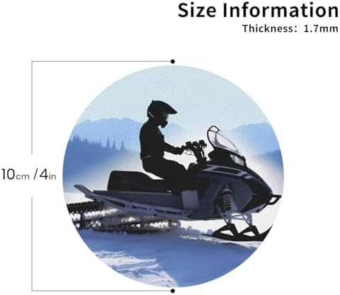 6Pcs Snowmobile Print Leather Coasters with Holder