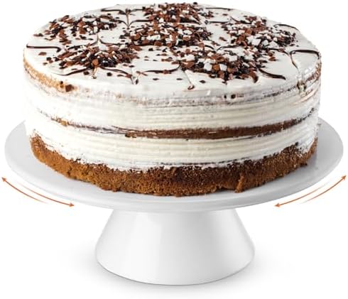 Nucookery 10 Inch Rotating Cake Stand White