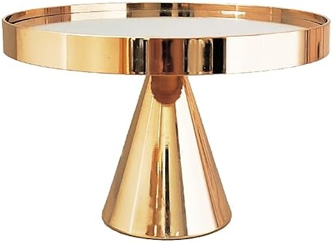 8 Inches Gold Round Mirror Cake Stand with Metal Pedestal