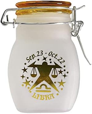 Zodiac Sign Airtight Glass Storage Jar with Steel Hinge 325 Inch Libra