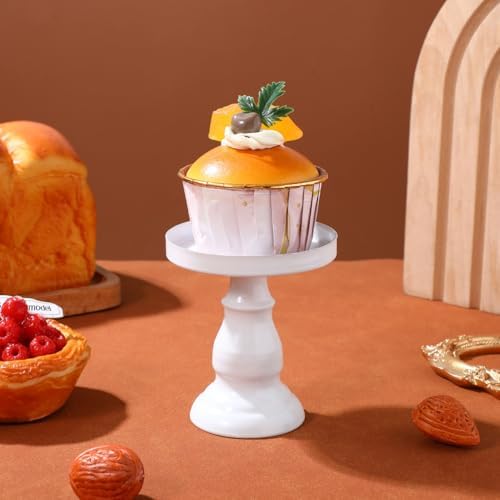 Luxshiny Single Cake Pan - White Pedestal Cupcake Stand for Parties