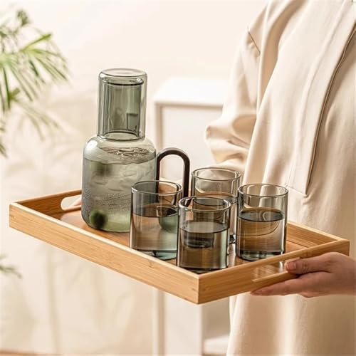 Cold Water Pitcher with Glass Lid and Cup Handle 850ml