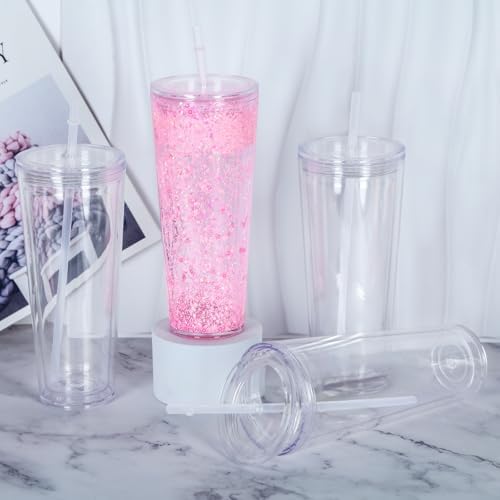 24 Oz Acrylic Snow Globe Tumbler 8 Pack
