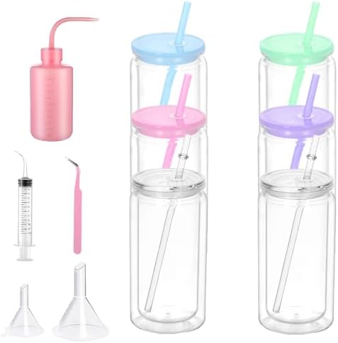 6 Pack 16 Oz Snow Globe Tumblers with Lids and Supplies