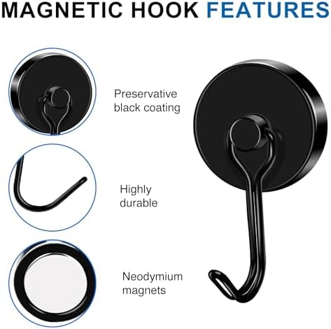 LOVIMAG Magnetic Mug Hooks 3 Pcs Heavy Duty Storage Wall Mounts