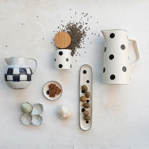 Creative Co Op Farmhouse Pitcher with Checker Design