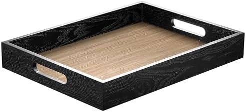 Wood Serving Tray with Handles Large and Spill Proof