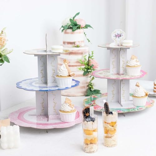 Efavormart 2 Pack 14 Inch 3 Tier Floral Cupcake Stand